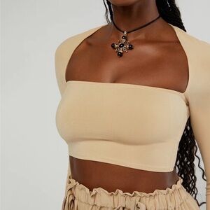 WeWoreWhat Long Sleeve Bandeau Women's Crop Top NWT Size XS